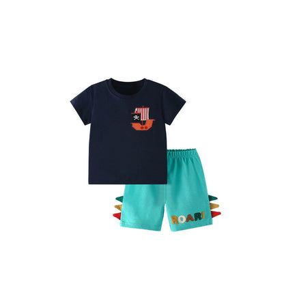 MyKids-USA® Baby Kids Pirate Cartoon Pattern T-shirt and Shorts Clothing Set for Boys