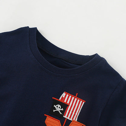 MyKids-USA® Baby Kids Pirate Cartoon Pattern T-shirt and Shorts Clothing Set for Boys