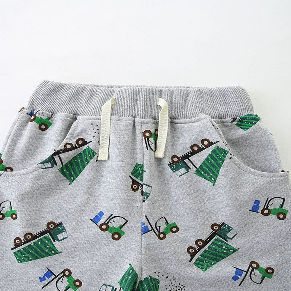 MyKids-USA® Baby Kids Boys Cotton Casual Style Cartoon Trucks Printed Pattern Shorts