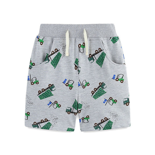 MyKids-USA® Baby Kids Boys Cotton Casual Style Cartoon Trucks Printed Pattern Shorts