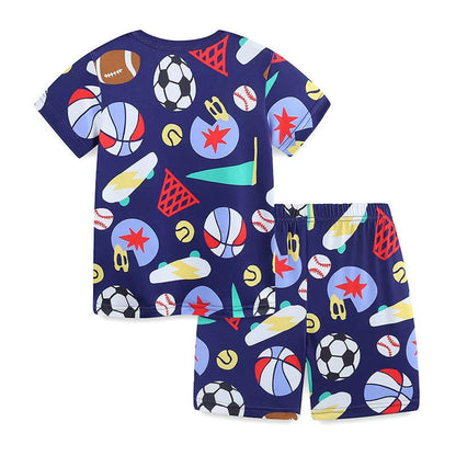 MyKids-USA® Baby Kids Cartoon Sports Pattern T-shirt and Shorts Casual Clothing Set for Boys