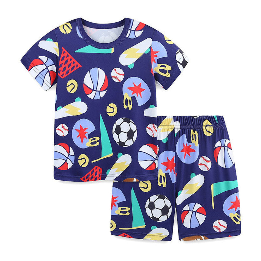 MyKids-USA® Baby Kids Cartoon Sports Pattern T-shirt and Shorts Casual Clothing Set for Boys