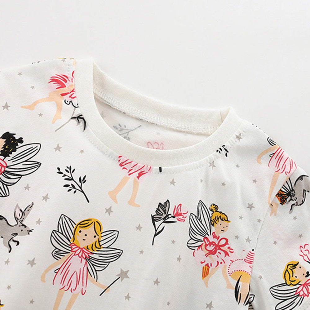 MyKids-USA® Baby Kids Fairy Cartoon Pattern T-shirt and Shorts Clothing Set for Girls