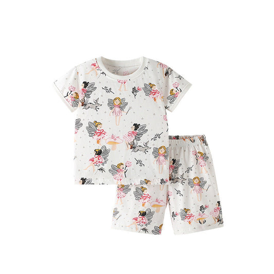 MyKids-USA® Baby Kids Fairy Cartoon Pattern T-shirt and Shorts Clothing Set for Girls
