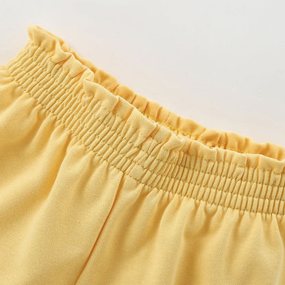 MyKids-USA® Baby Kids Girls Denim Solid Color Style Casual Yellow Shorts For Sale