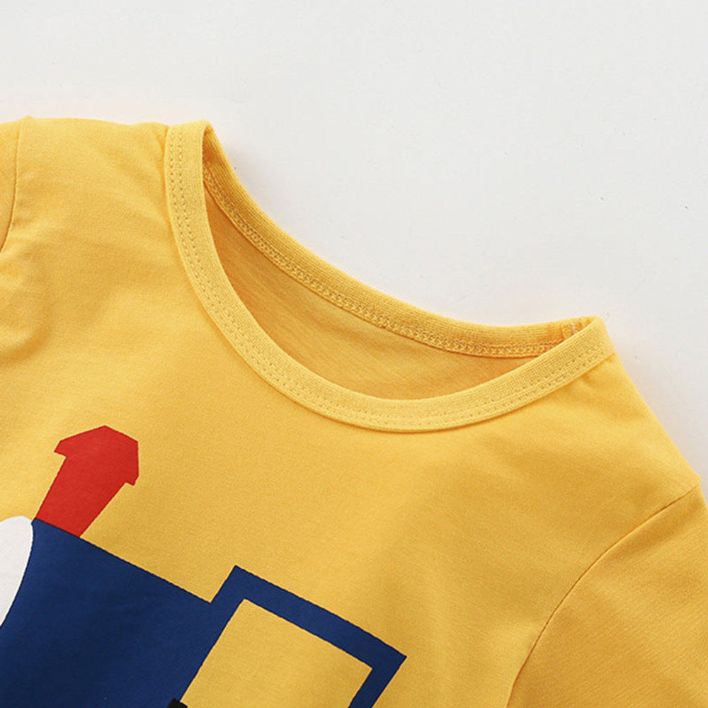 MyKids-USA® Summer Arrival Boys’ Train Cartoon Pattern T-shirt in European and American Style