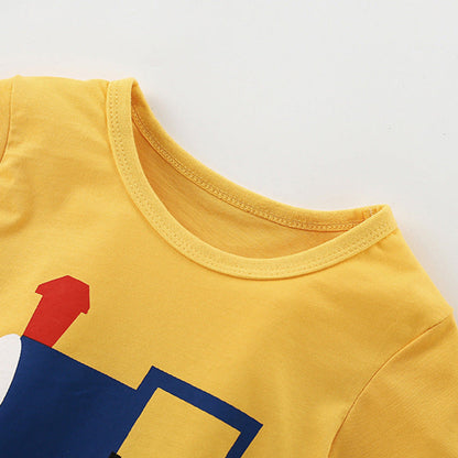 MyKids-USA® Summer Arrival Boys’ Train Cartoon Pattern T-shirt in European and American Style