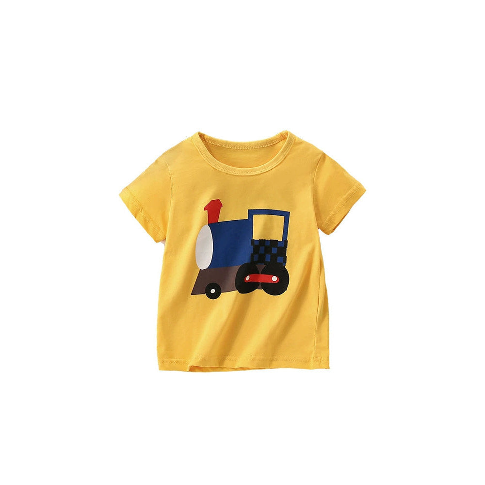 MyKids-USA® Summer Arrival Boys’ Train Cartoon Pattern T-shirt in European and American Style
