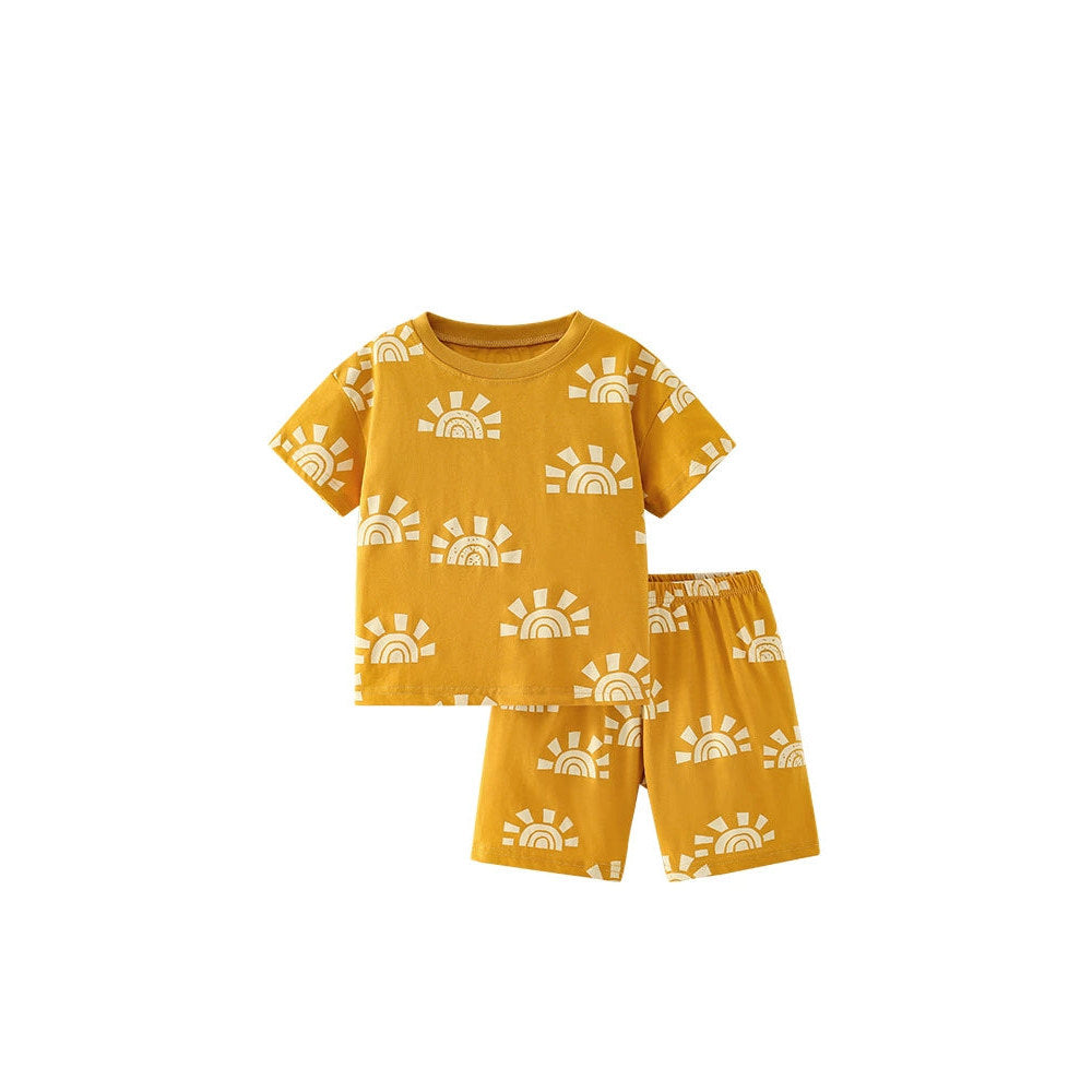MyKids-USA® Baby Kids Casual Sunrise Pattern T-shirt and Shorts Clothing Set for Boys