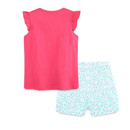 MyKids-USA® Baby Kids Cute Giraffe Cartoon Pattern Vest and Floral Shorts Clothing Set for Girls