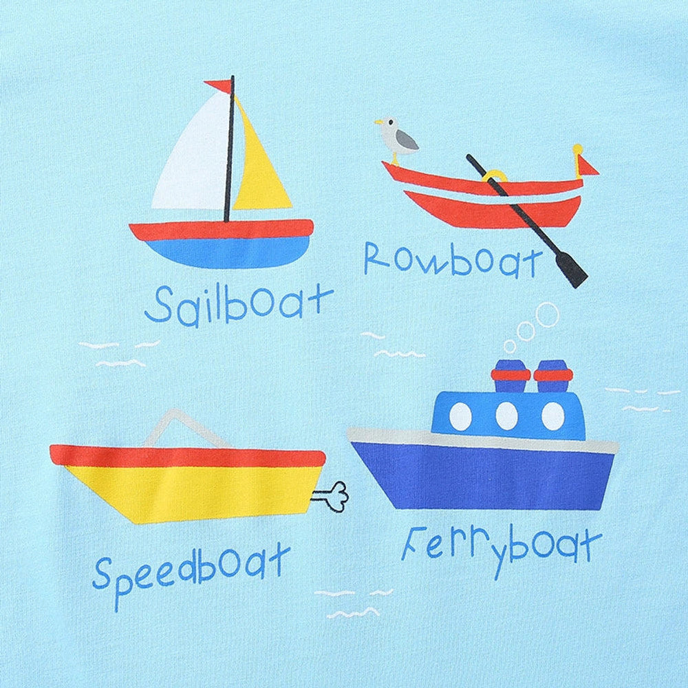 MyKids-USA® Boys’ Various Boats Cartoon Pattern T-shirt in European and American Style
