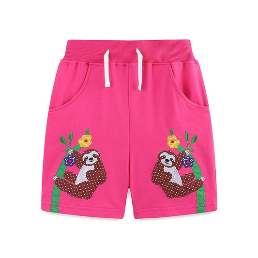 MyKids-USA® Baby Kids Girls Cotton Casual Style Animals and Flowers Pattern Pink Shorts
