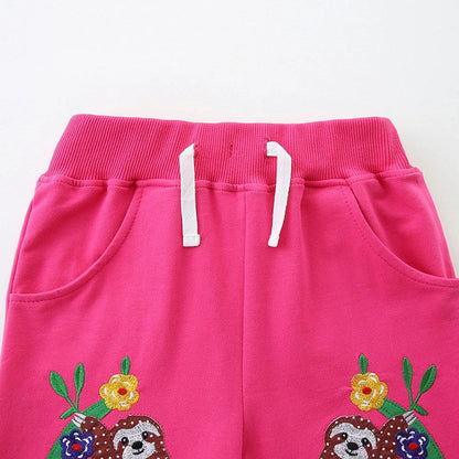 MyKids-USA® Baby Kids Girls Cotton Casual Style Animals and Flowers Pattern Pink Shorts