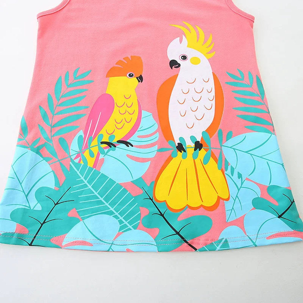 MyKids-USA® Summer Hot Selling Cute Cartoon Pattern Sleeveless Dress for Stylish Girls