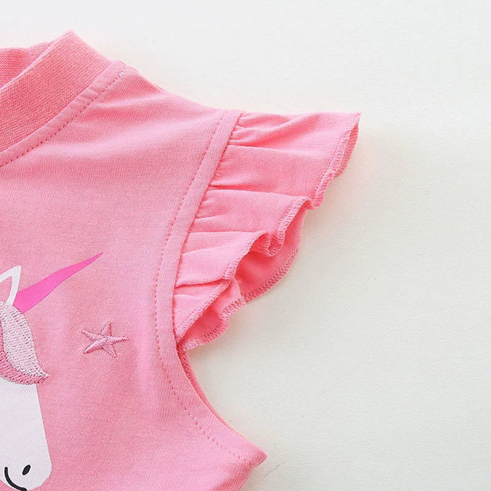 MyKids-USA® Cute Unicorn Cartoon Pattern Fly Sleeves Dress