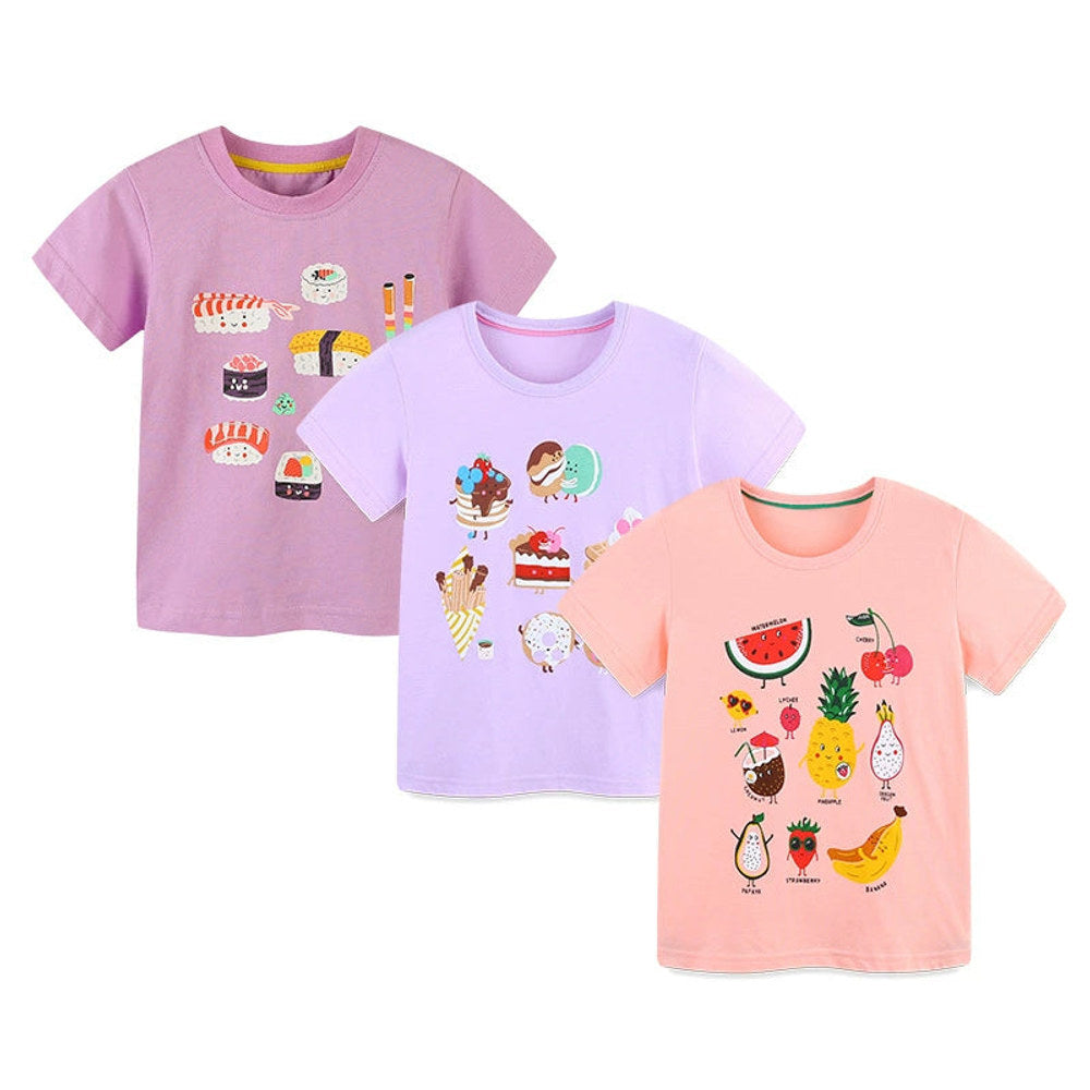 MyKids-USA® Baby Kids Cute Food and Fruits Cartoon Pattern T-shirt Clothing Set for Girls