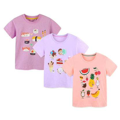 MyKids-USA® Baby Kids Cute Food and Fruits Cartoon Pattern T-shirt Clothing Set for Girls