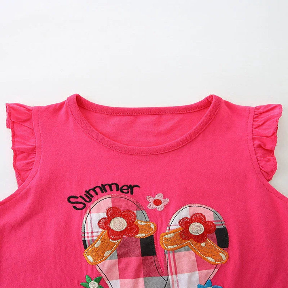 MyKids-USA® Baby Kids Cute Cartoon and Plaid Pattern Vest and Shorts Clothing Set for Girls