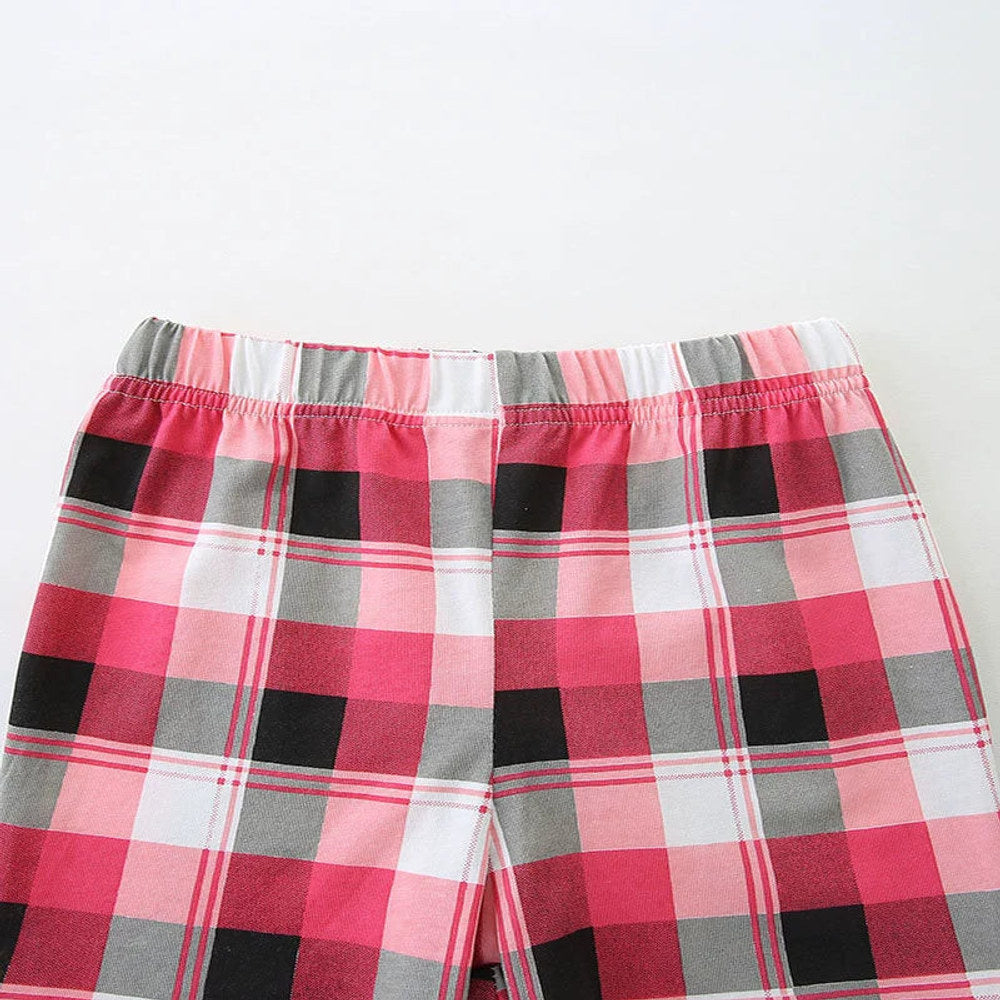MyKids-USA® Baby Kids Cute Cartoon and Plaid Pattern Vest and Shorts Clothing Set for Girls