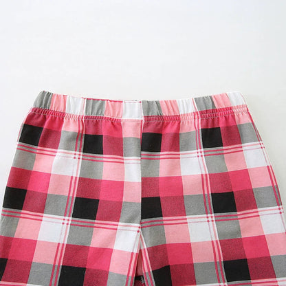 MyKids-USA® Baby Kids Cute Cartoon and Plaid Pattern Vest and Shorts Clothing Set for Girls