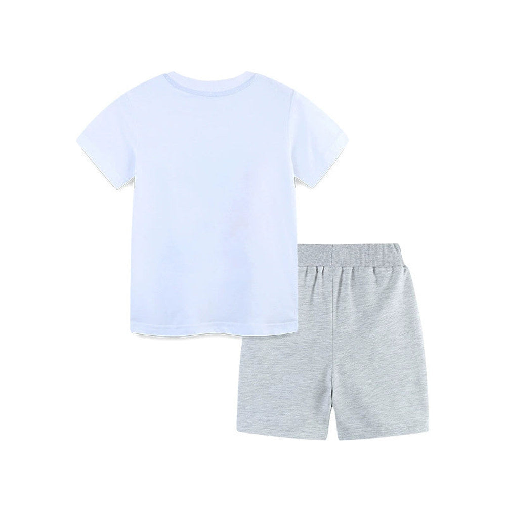 MyKids-USA® Baby Kids Cartoon Animals Pattern T-shirt and Shorts Color Patchwork Clothing Set for Boys