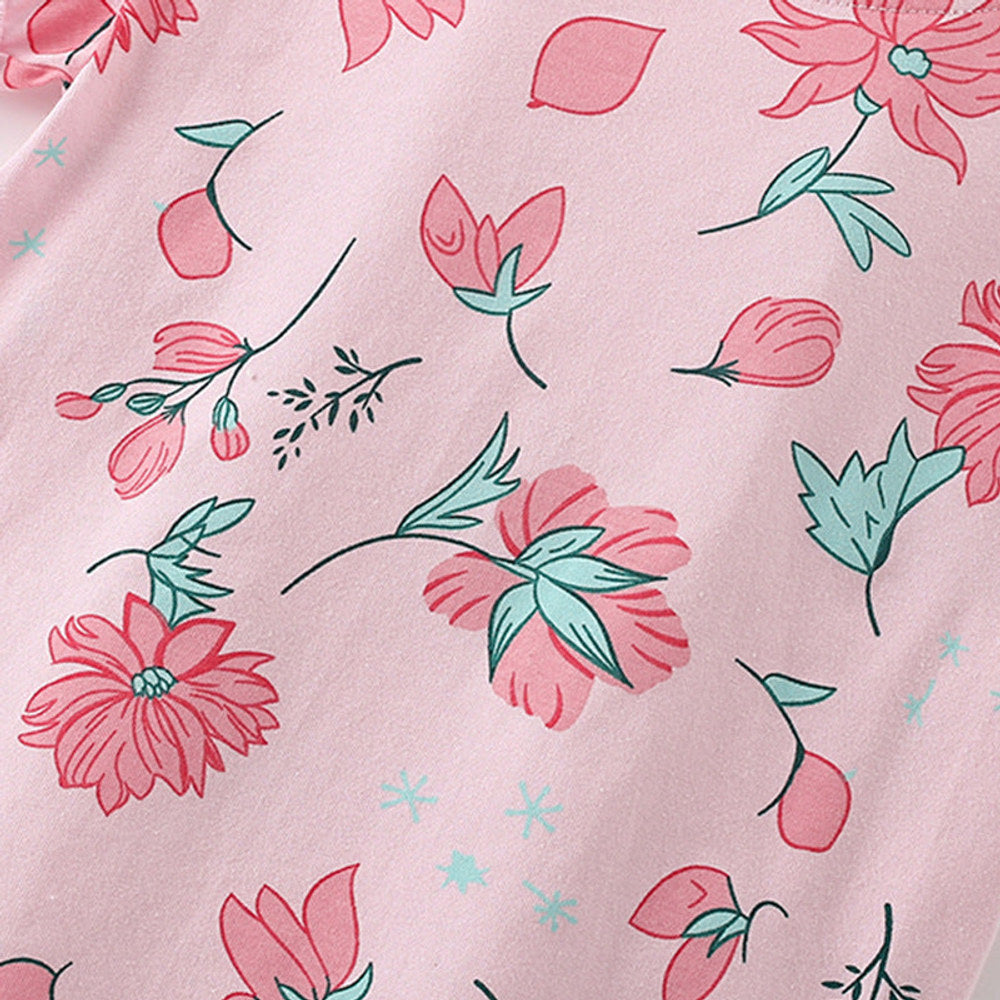 MyKids-USA® Baby Kids Flowers Pattern T-shirt and Shorts Clothing Set for Girls