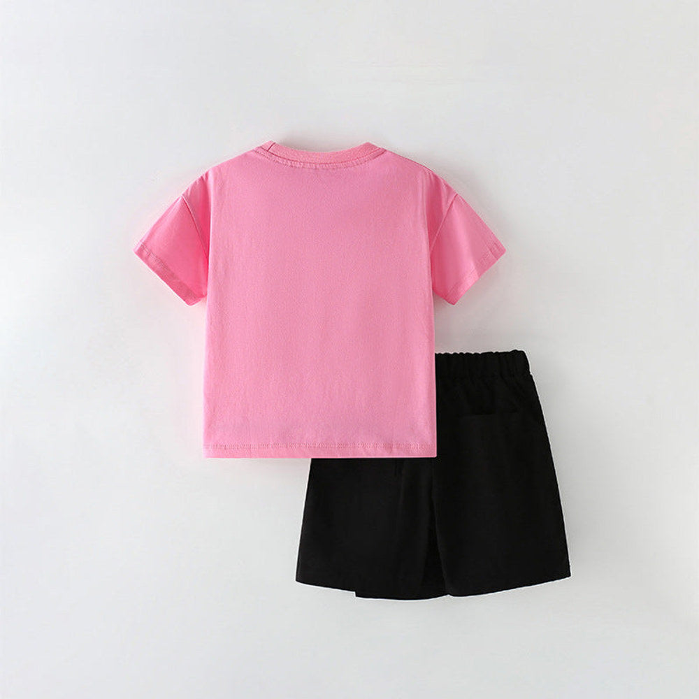 MyKids-USA® Baby Kids Flowers and Letters Pattern T-shirt and Skirt Clothing Set for Girls