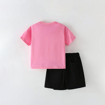 MyKids-USA® Baby Kids Flowers and Letters Pattern T-shirt and Skirt Clothing Set for Girls