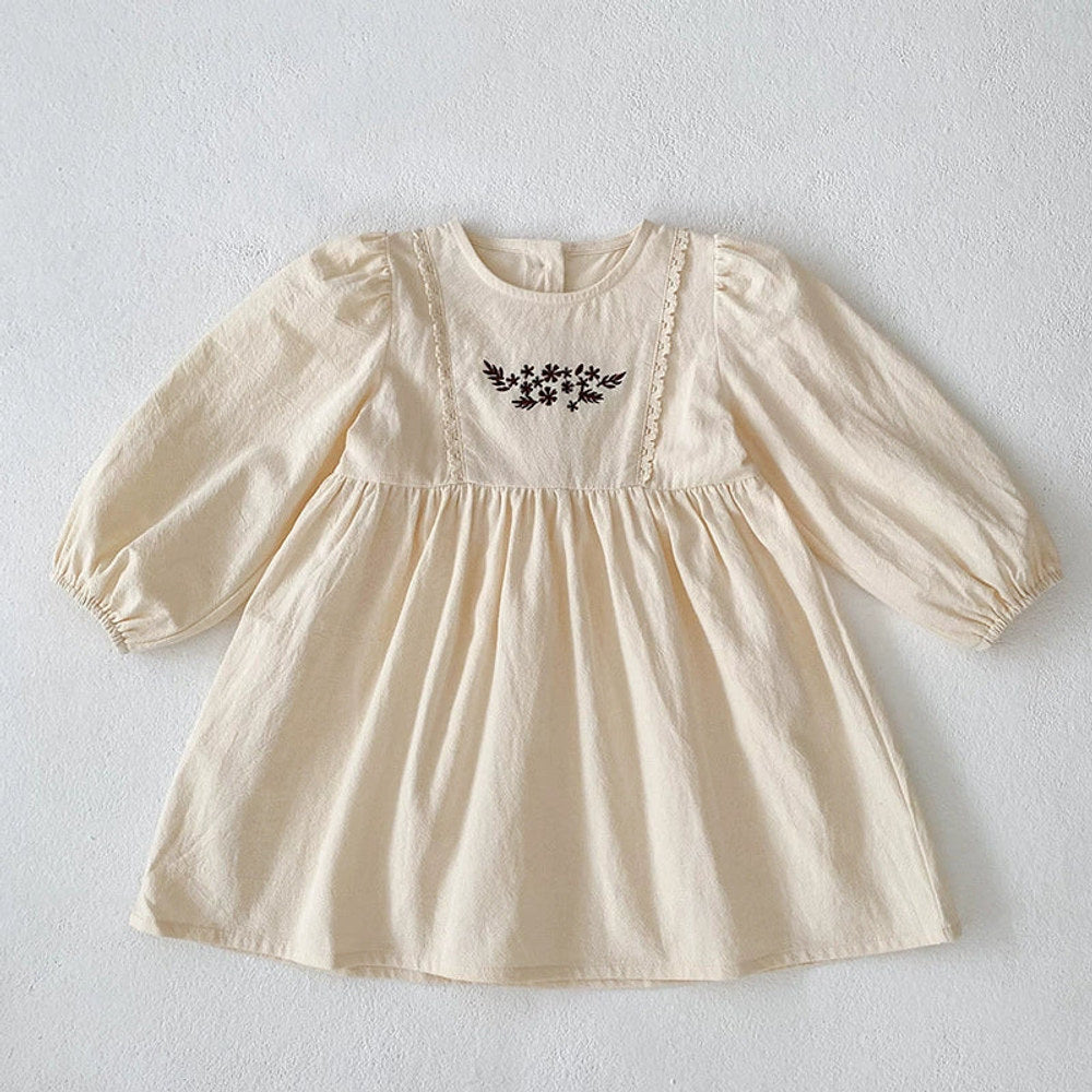 MyKids-USA® Baby Girls Northern Europe Style Flowers Embroidered Pattern Long-sleeved bodysuit or Dress – Princess Sister Matching
