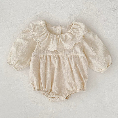 MyKids-USA® Baby Girls French Style Solid Color Flowers Embroidered Pattern Long-sleeved bodysuit or Dress – Princess Sister Matching