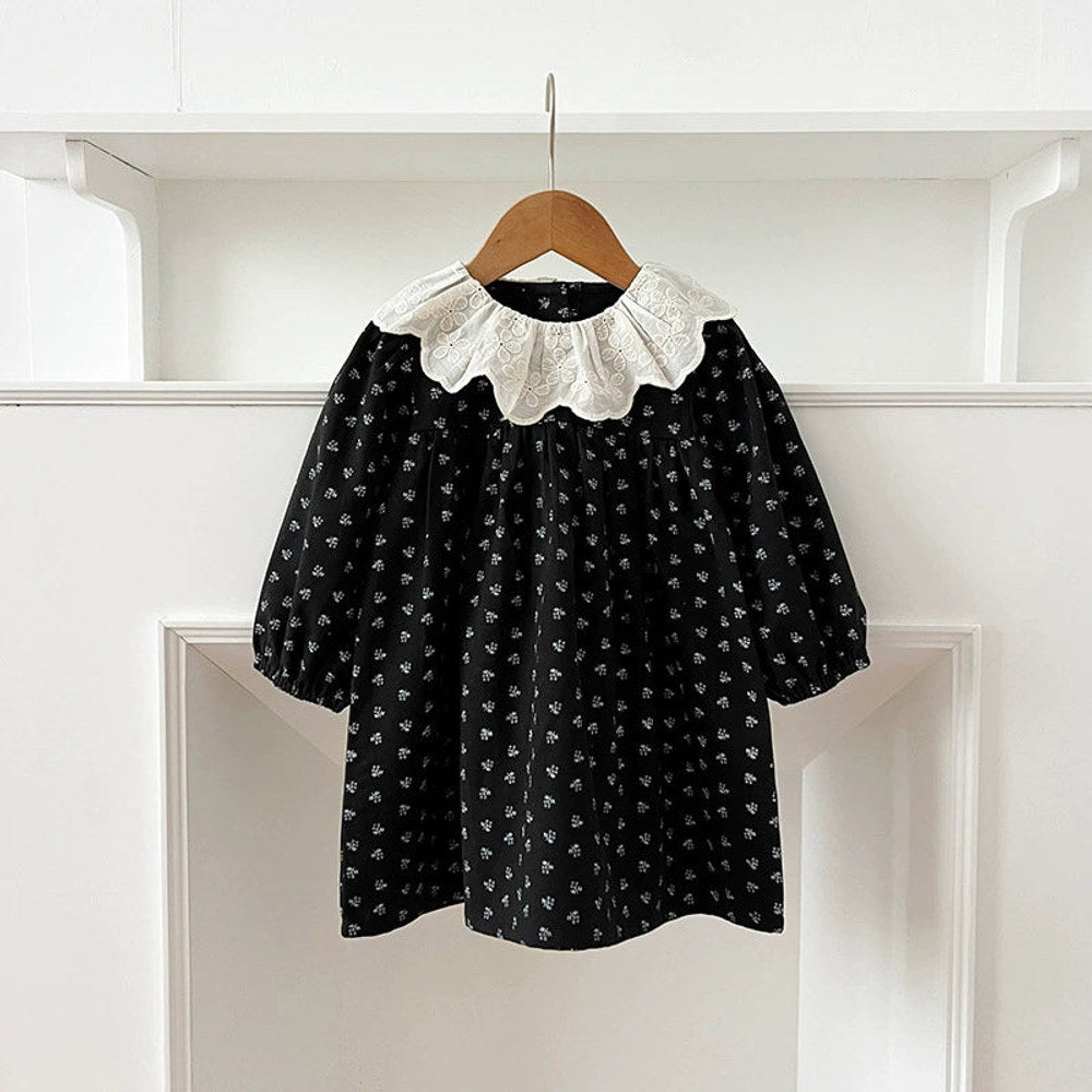 MyKids-USA® Baby Girls French Style Vintage Flowers Pattern Long-sleeved bodysuit or Dress – Princess Sister Matching