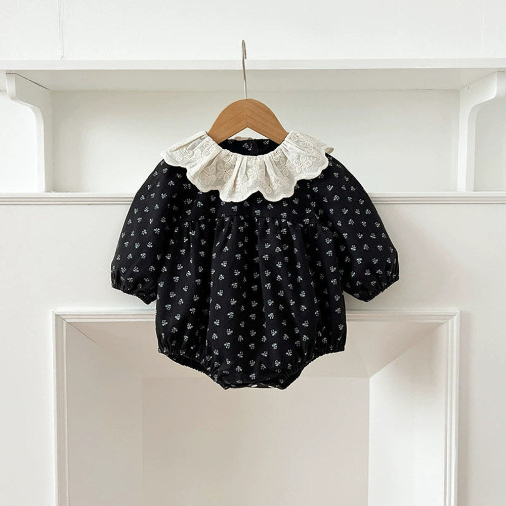 MyKids-USA® Baby Girls French Style Vintage Flowers Pattern Long-sleeved bodysuit or Dress – Princess Sister Matching
