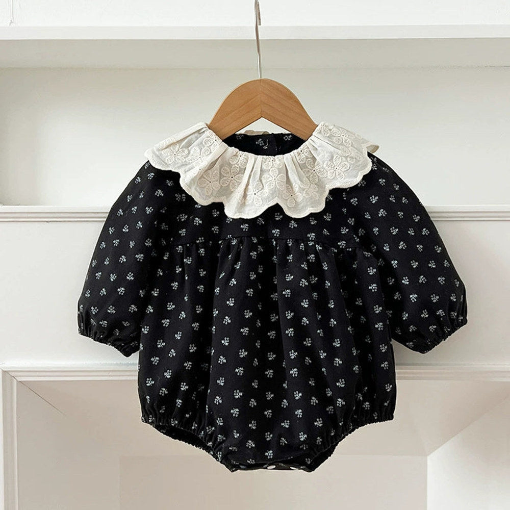 MyKids-USA® Baby Girls French Style Vintage Flowers Pattern Long-sleeved bodysuit or Dress – Princess Sister Matching