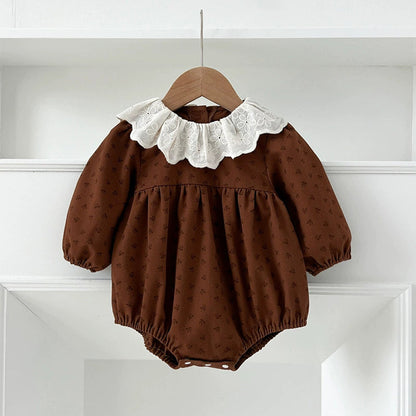 MyKids-USA® Baby Girls French Style Vintage Flowers Pattern Long-sleeved bodysuit or Dress – Princess Sister Matching