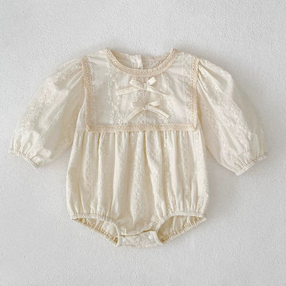 MyKids-USA® Baby Girls French Style Solid Color Flowers Pattern Long-sleeved bodysuit or Dress – Princess Sister Matching