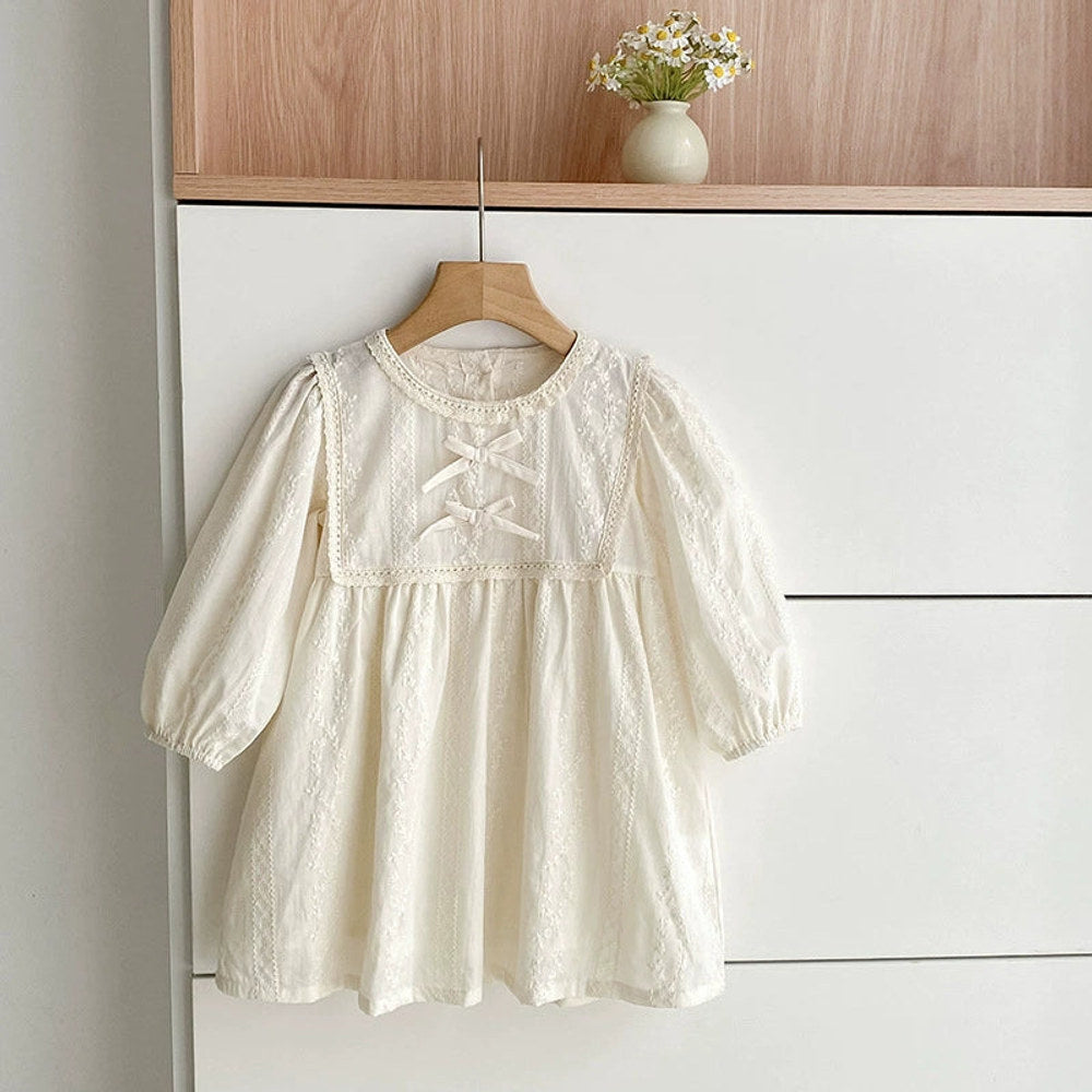 MyKids-USA® Baby Girls French Style Solid Color Flowers Pattern Long-sleeved bodysuit or Dress – Princess Sister Matching