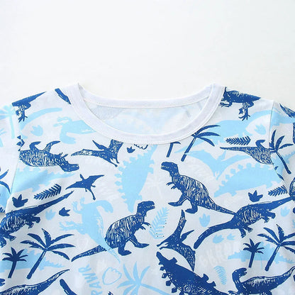 MyKids-USA® Baby Kids Blue Dinosaurs Pattern T-shirt and Shorts Casual Clothing Set for Boys