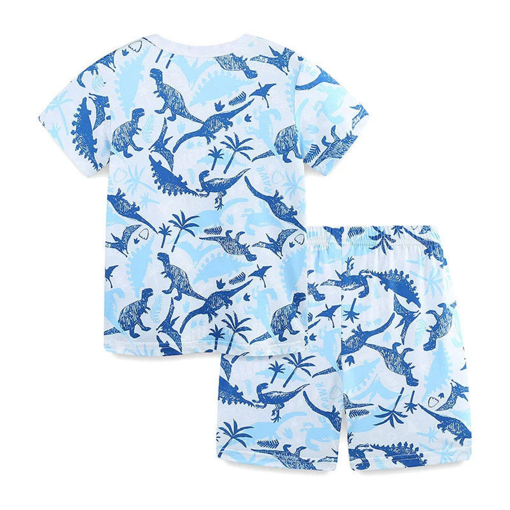 MyKids-USA® Baby Kids Blue Dinosaurs Pattern T-shirt and Shorts Casual Clothing Set for Boys