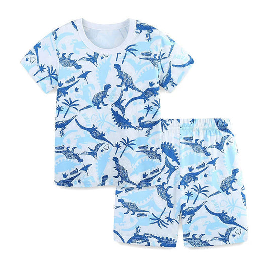MyKids-USA® Baby Kids Blue Dinosaurs Pattern T-shirt and Shorts Casual Clothing Set for Boys