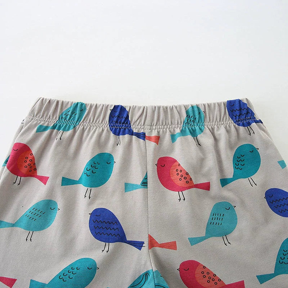 MyKids-USA® Baby Kids Cute Birds Cartoon Pattern Vest and Shorts Clothing Set for Girls