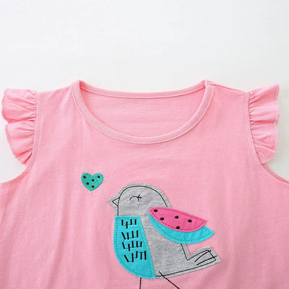 MyKids-USA® Baby Kids Cute Birds Cartoon Pattern Vest and Shorts Clothing Set for Girls