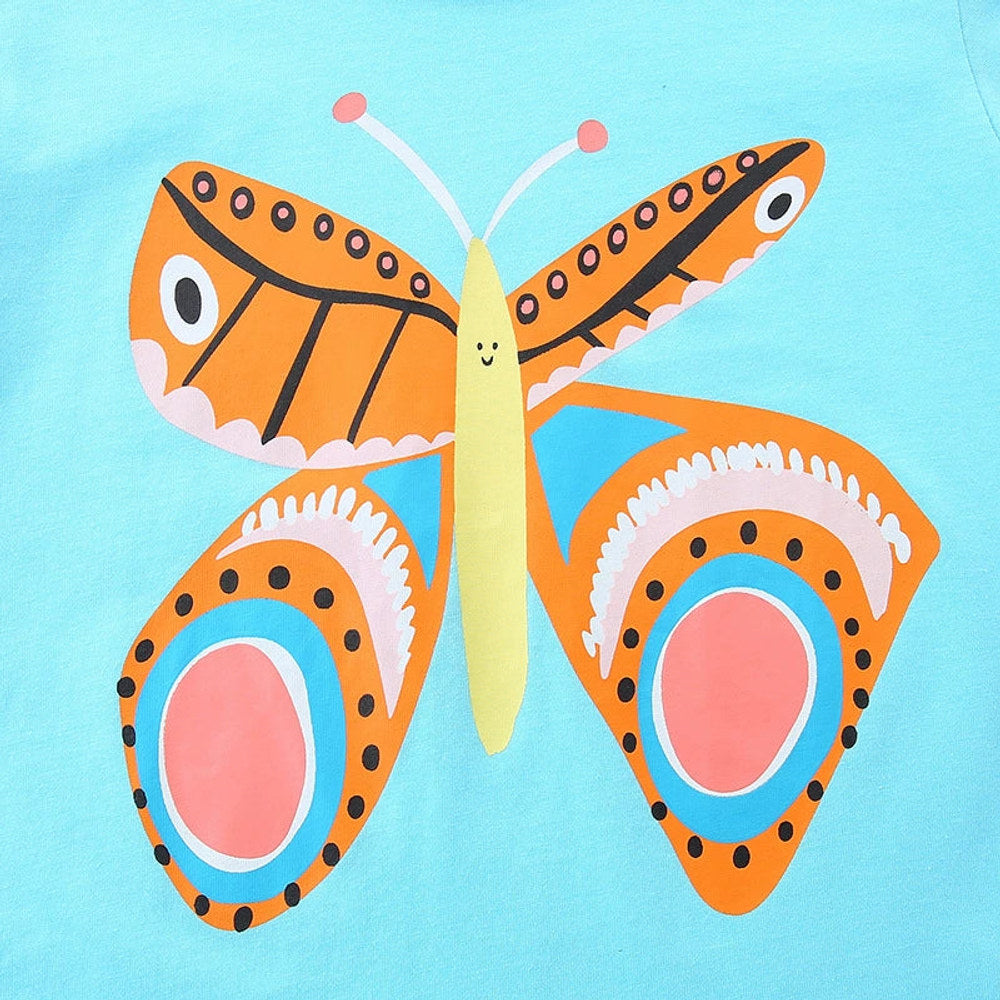 MyKids-USA® Girls’ Butterfly Cartoon Pattern Short Sleeves T-shirt in European and American Style