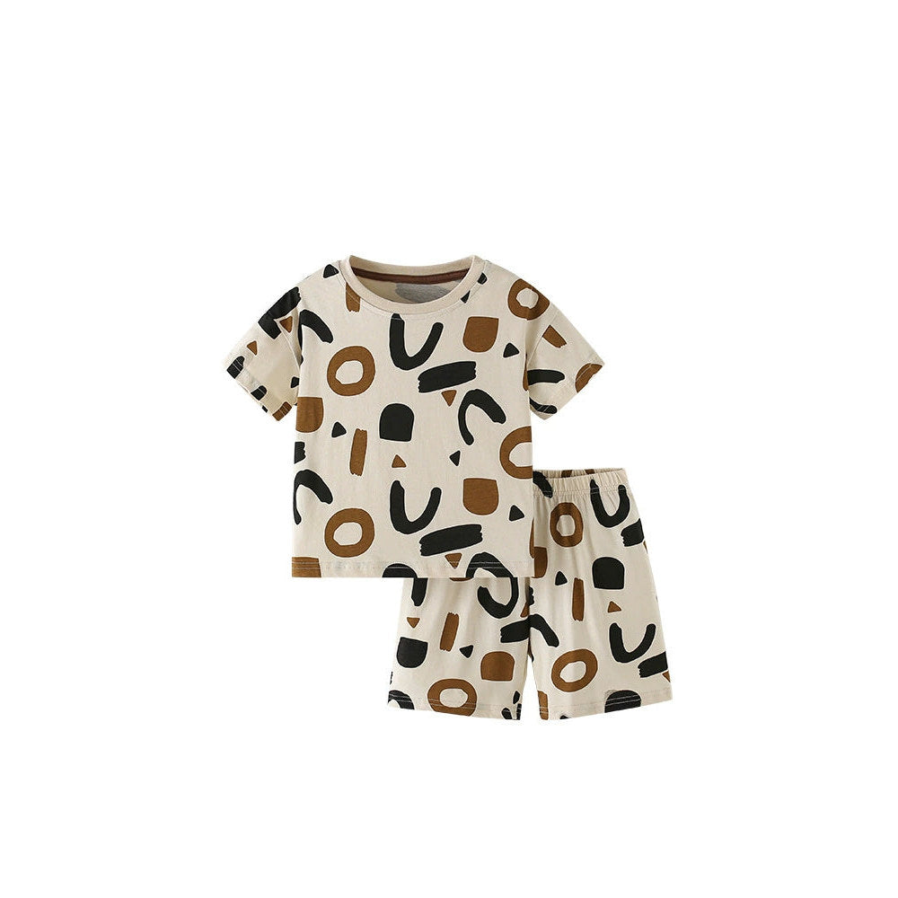MyKids-USA® Baby Kids Geometric Pattern T-shirt and Shorts Clothing Set for Boys