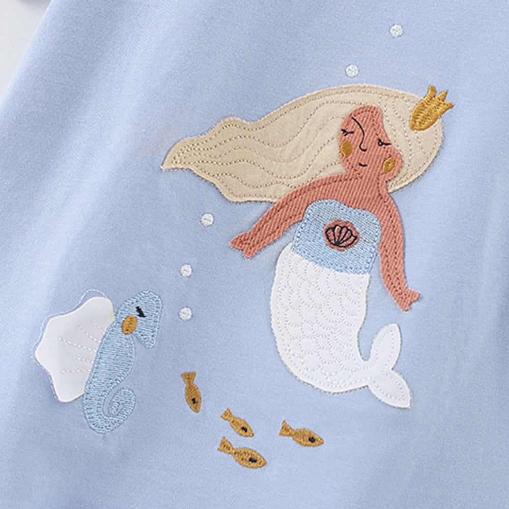 MyKids-USA® Baby Kids Mermaid and Marine Animals Pattern T-shirt and Shorts Clothing Set for Girls