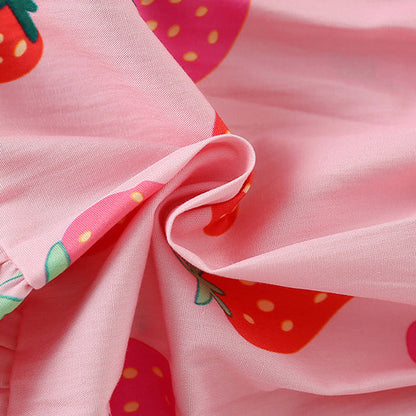 MyKids-USA® Strawberry Pattern Short Sleeves Crew Neck Dress for Stylish Girls