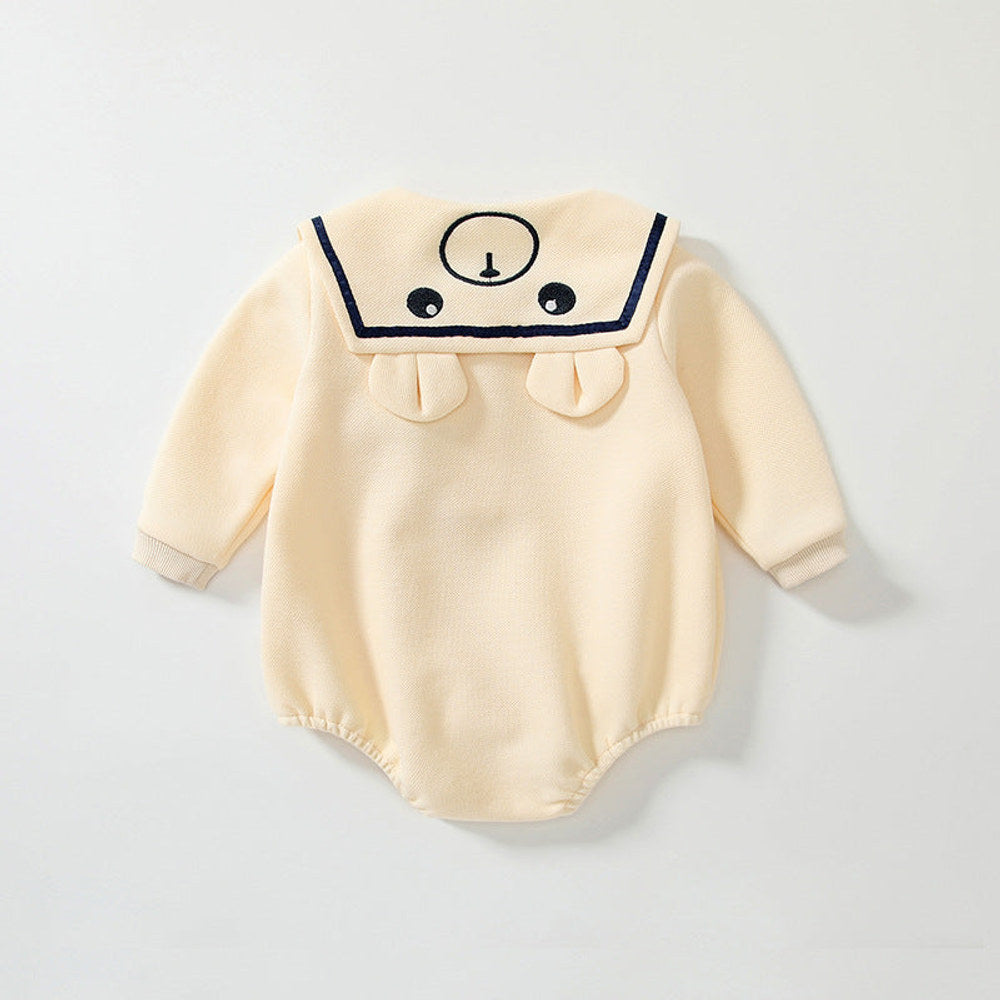 MyKids-USA® Baby Unisex Teddy Bear Pattern Apricot bodysuit Bodysuits with Collar
