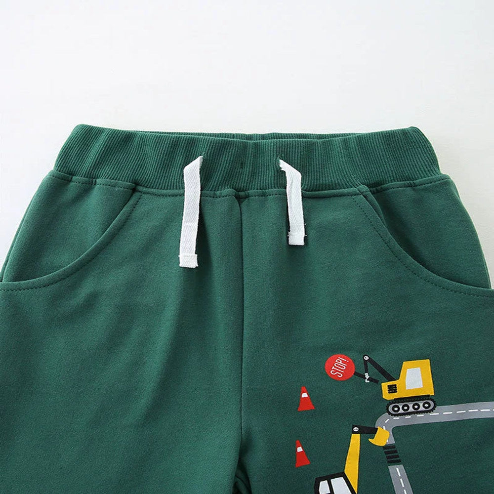 MyKids-USA® Baby Kids Boys Cotton Casual Style Cartoon Excavator Pattern Shorts