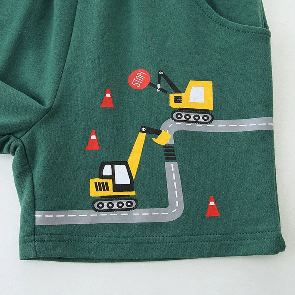 MyKids-USA® Baby Kids Boys Cotton Casual Style Cartoon Excavator Pattern Shorts