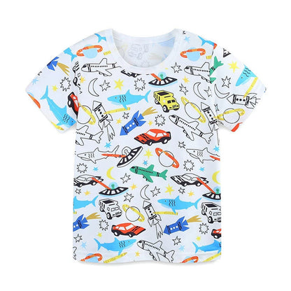MyKids-USA® Baby Kids Animals and Cars Cartoon Pattern T-shirt and Shorts Casual Clothing Set for Boys