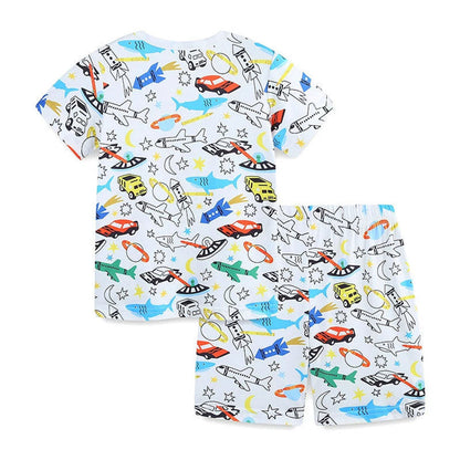 MyKids-USA® Baby Kids Animals and Cars Cartoon Pattern T-shirt and Shorts Casual Clothing Set for Boys